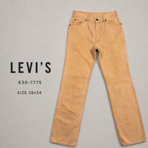 Vintage 1980s Levi's 630-7775 White Tab Jeans Tan Orange Actual 28x34 Talon 42